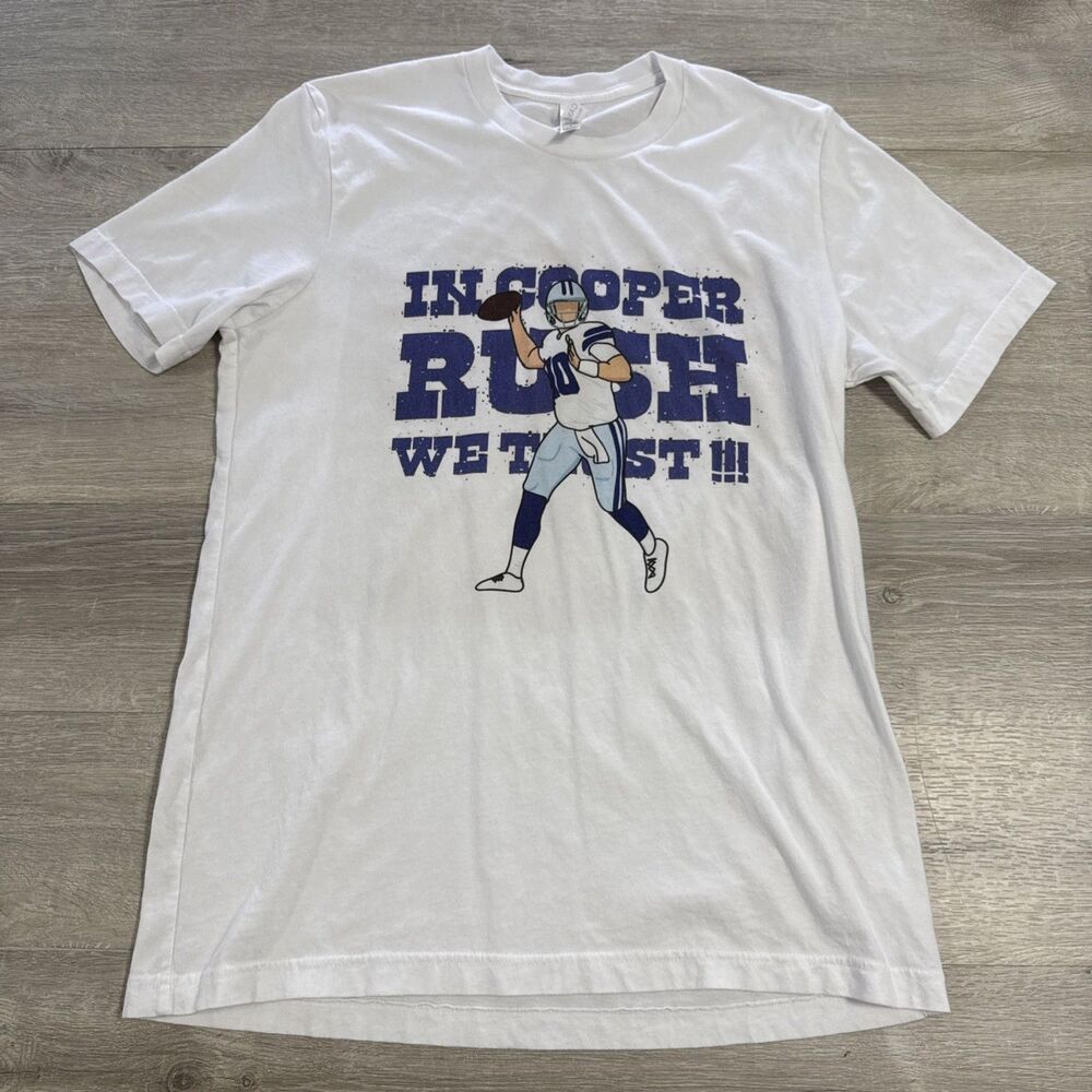Cooper Rush Shirt Dallas Cowboys Football Men's White Tee Large
